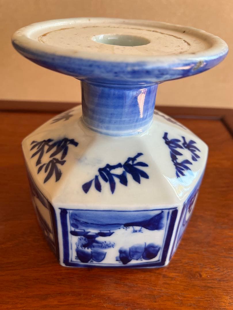 古伊万里　染付　六角鉢　盃洗　高台