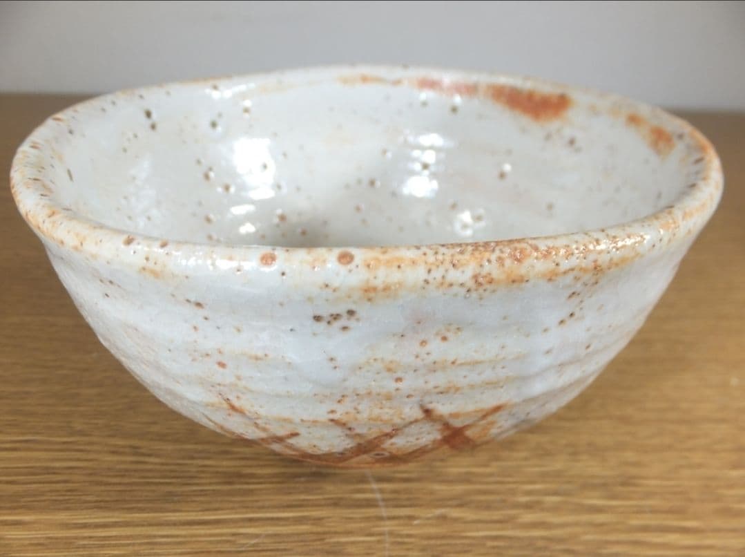 真作保証 加藤芳右衛門 自作 志野茶碗 八坂窯 美濃焼 コレクター放出品 岐阜県