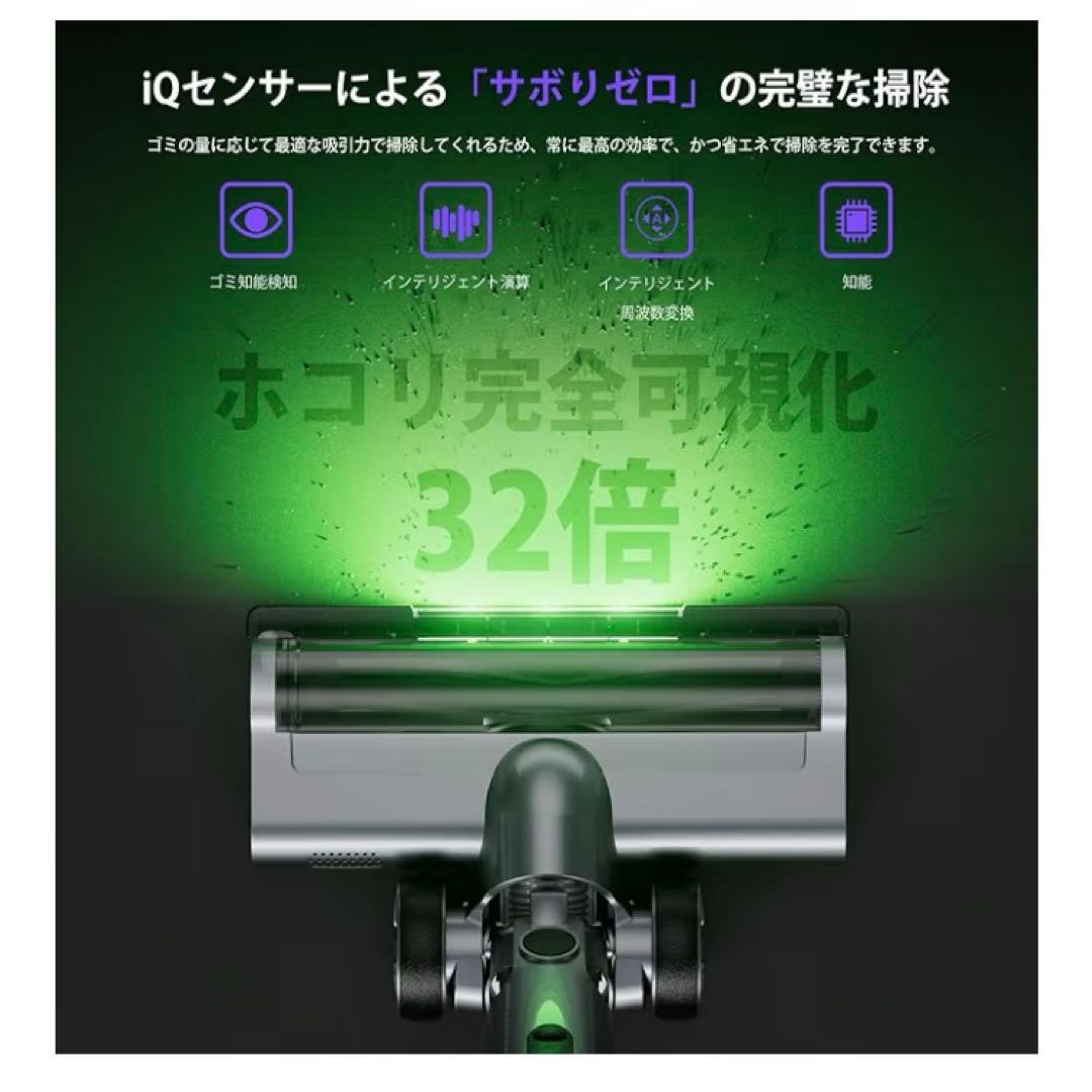 【新品】コードレス掃除機 80KPa超強力吸引／最大65分連続稼働／自立式／AI