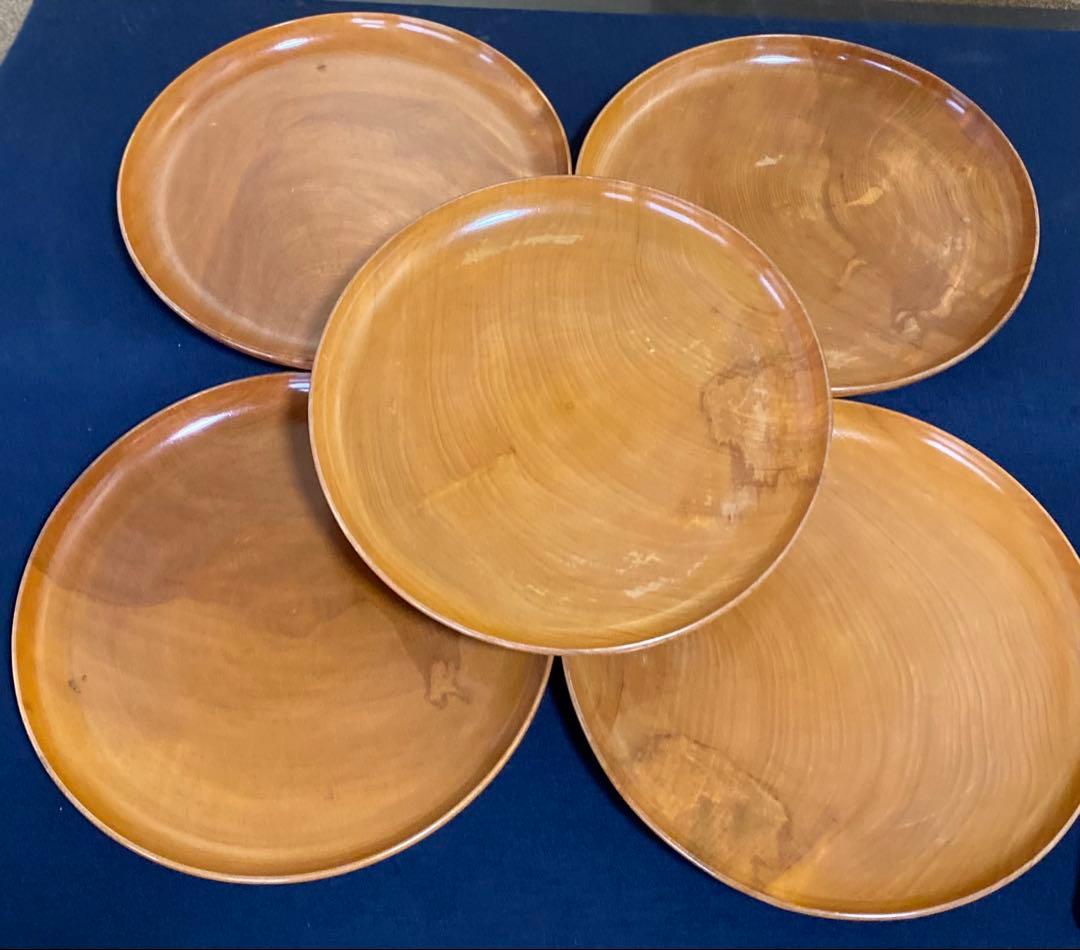 《レ》懐石 丸形膳10客 木製漆器 木箱　① 260324A5