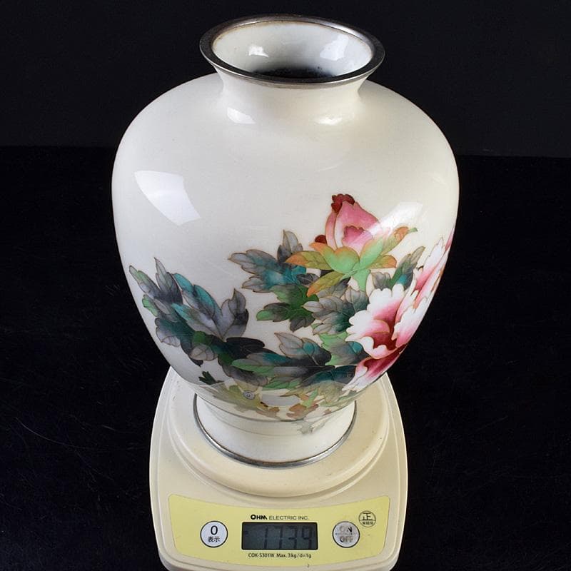 七宝焼　牡丹文　花瓶　V　R9625B