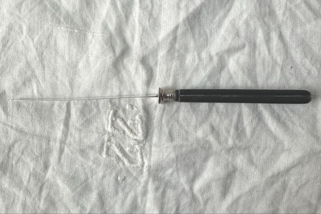 フランスアンティーク ナイフ シルバーマシッフ 純銀 持ち手木製 ブラック