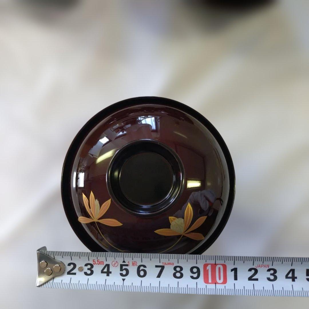 越前塗　吸物椀　五客　蓋付き　三つ蘭　上品　本金蒔絵　慶事　艷やか　漆器　説明書
