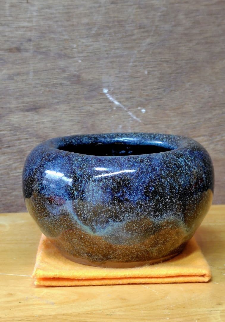 葛明祥製 海鼠釉 小火鉢 茶道具 アンティーク 希少 中古