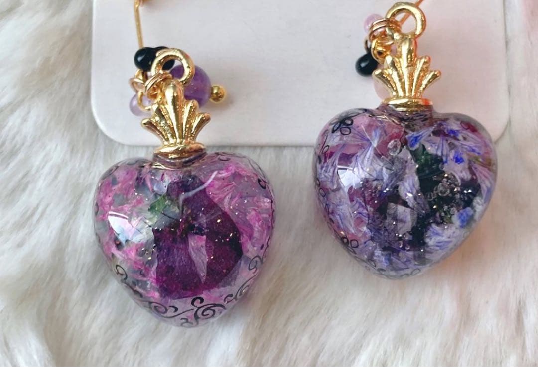 薔薇ビジューとリトルウッズのころっとハート ピアス/イヤリング✩.*˚