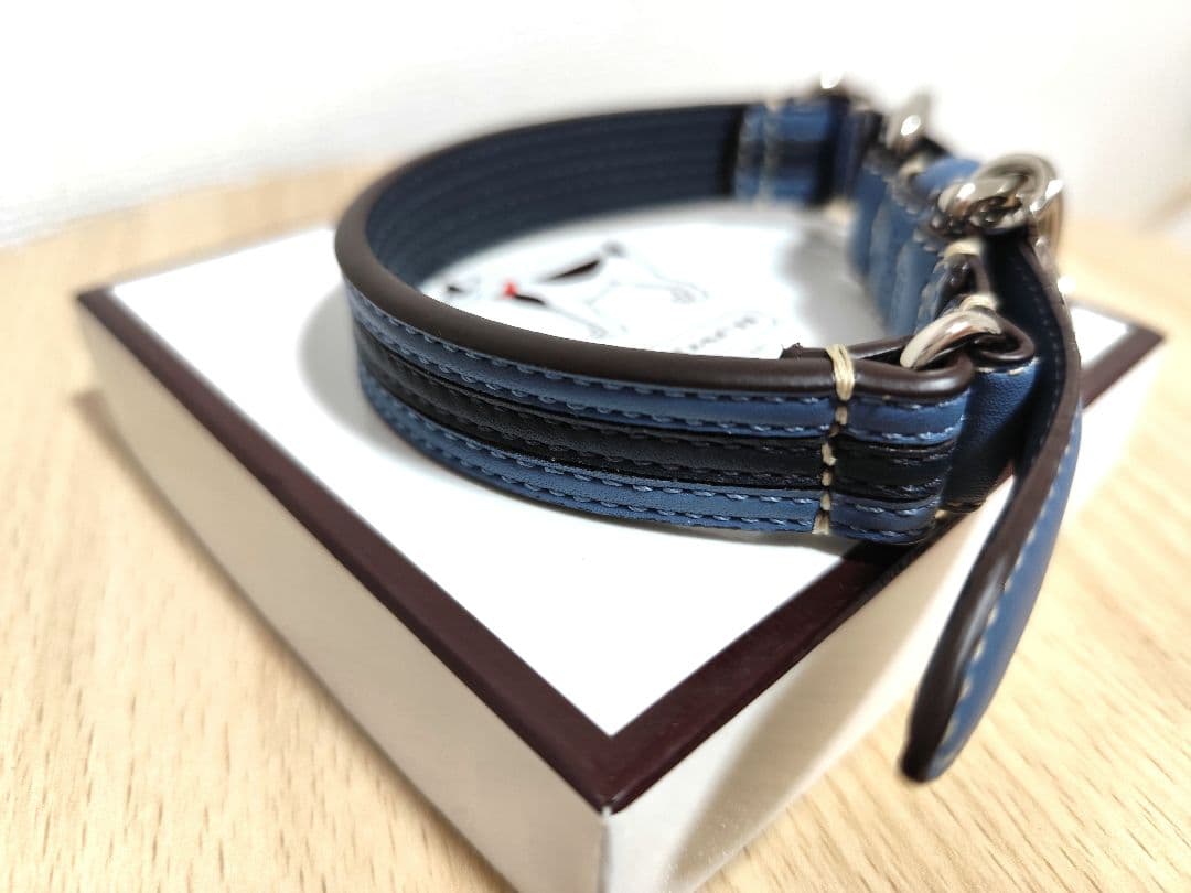 美品✨️　COACH　コーチ　犬　首輪　ブルー　青　レザー　S　海外モデル