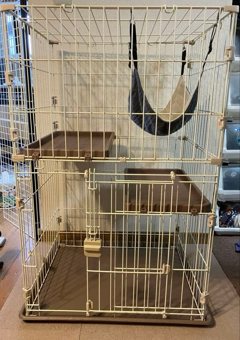 キャットケージ 2段式 ハンモック付き