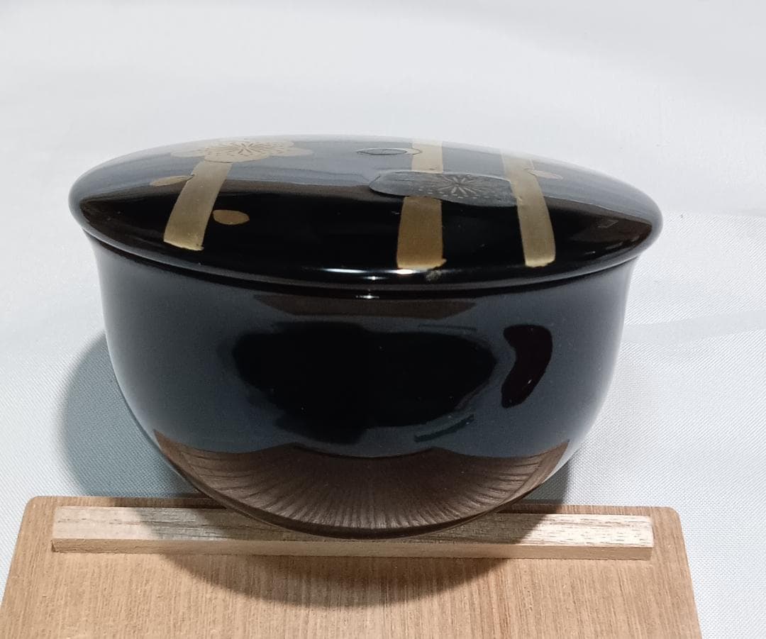 茶道具　輪島塗　岡本陽斎作　春秋棗　螺鈿細工　替蓋菊蓋付　超美品！！