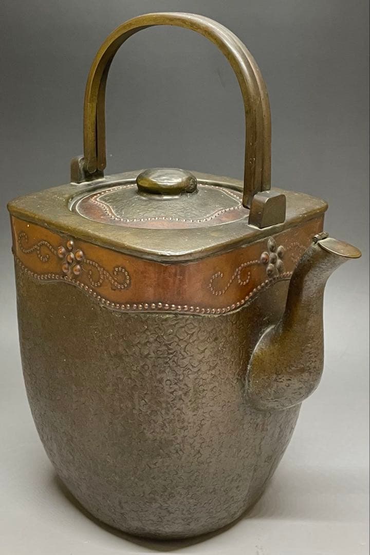 金工師　金屋五郎三郎　注水　薬缶　口蓋付　銅製　茶道具　N773