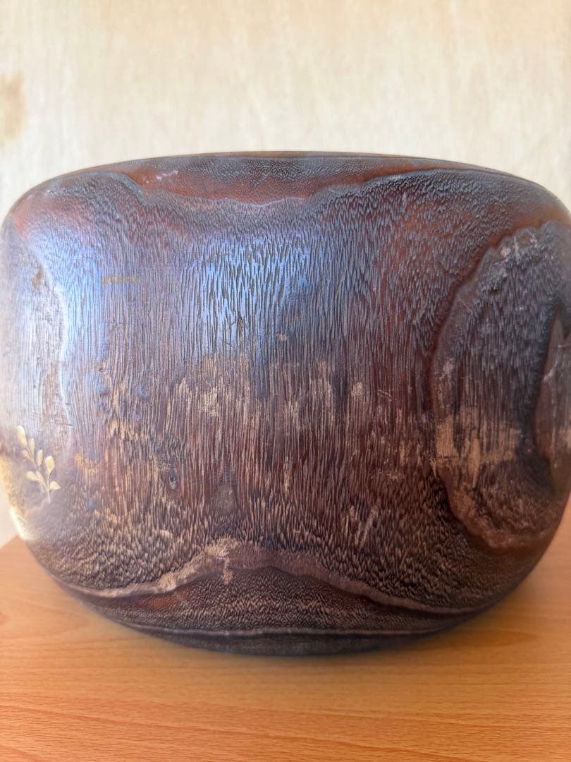 木製鉢 金箔花模様 鶏 デザイン器 銅製 火鉢