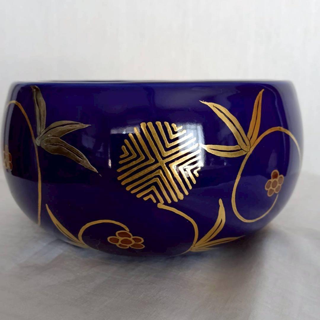 徳泉造　皆具　笹ツル画　紫翠窯