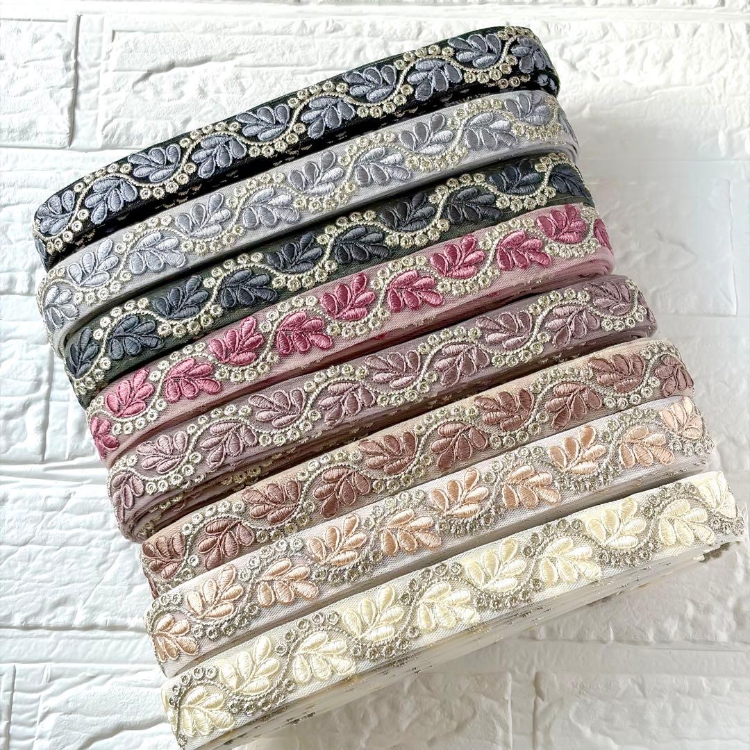 【ラスト】インド刺繍リボン　約2.5cm×2m 8本セット（380-387）