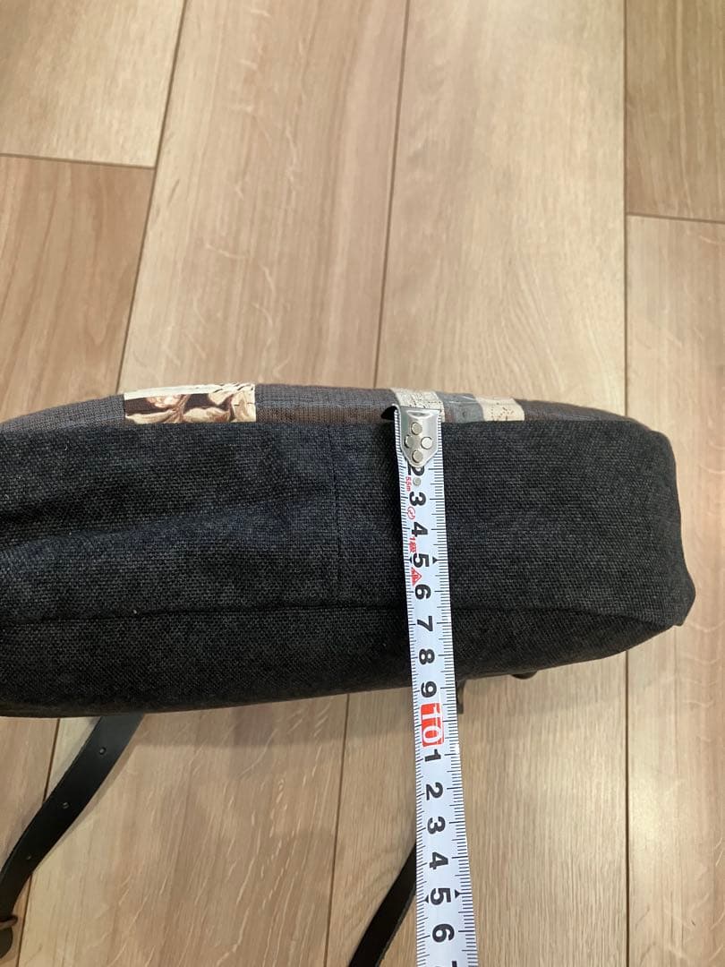 パッチワーク黒革ベルトショルダー茶色系バッグ ハンドメイド