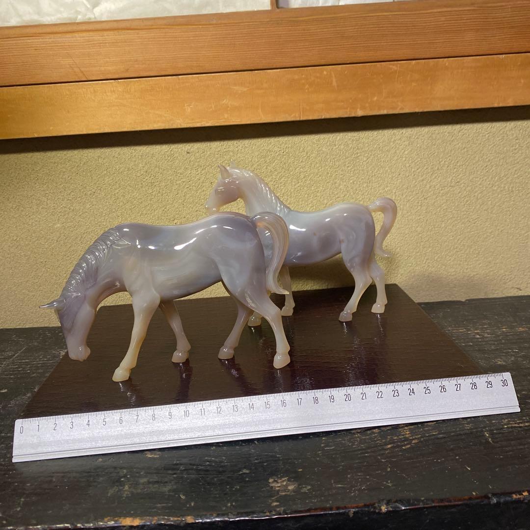中国古玩　玉製馬の置物2体セット
