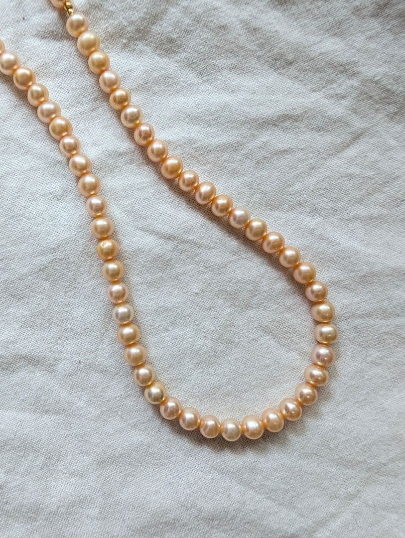 orangepearl✕goldネックレス