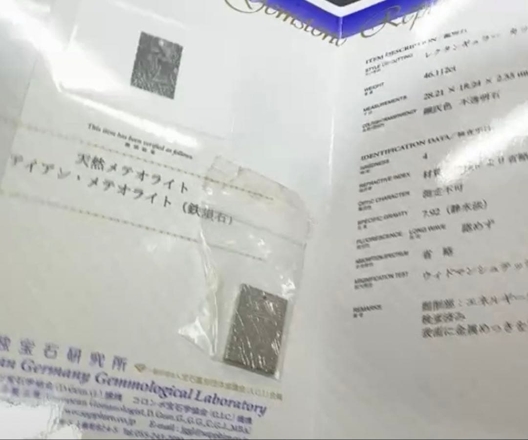⭐️希少⭐️天然メテオライト　鉄隕石　アイアンメテオライト　鑑別書カラーコピー付き