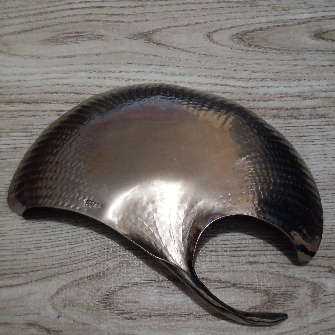 【希少・作家物】槌目打ち出し 飾り皿 菓子器 変形皿 アンティーク　69㌘