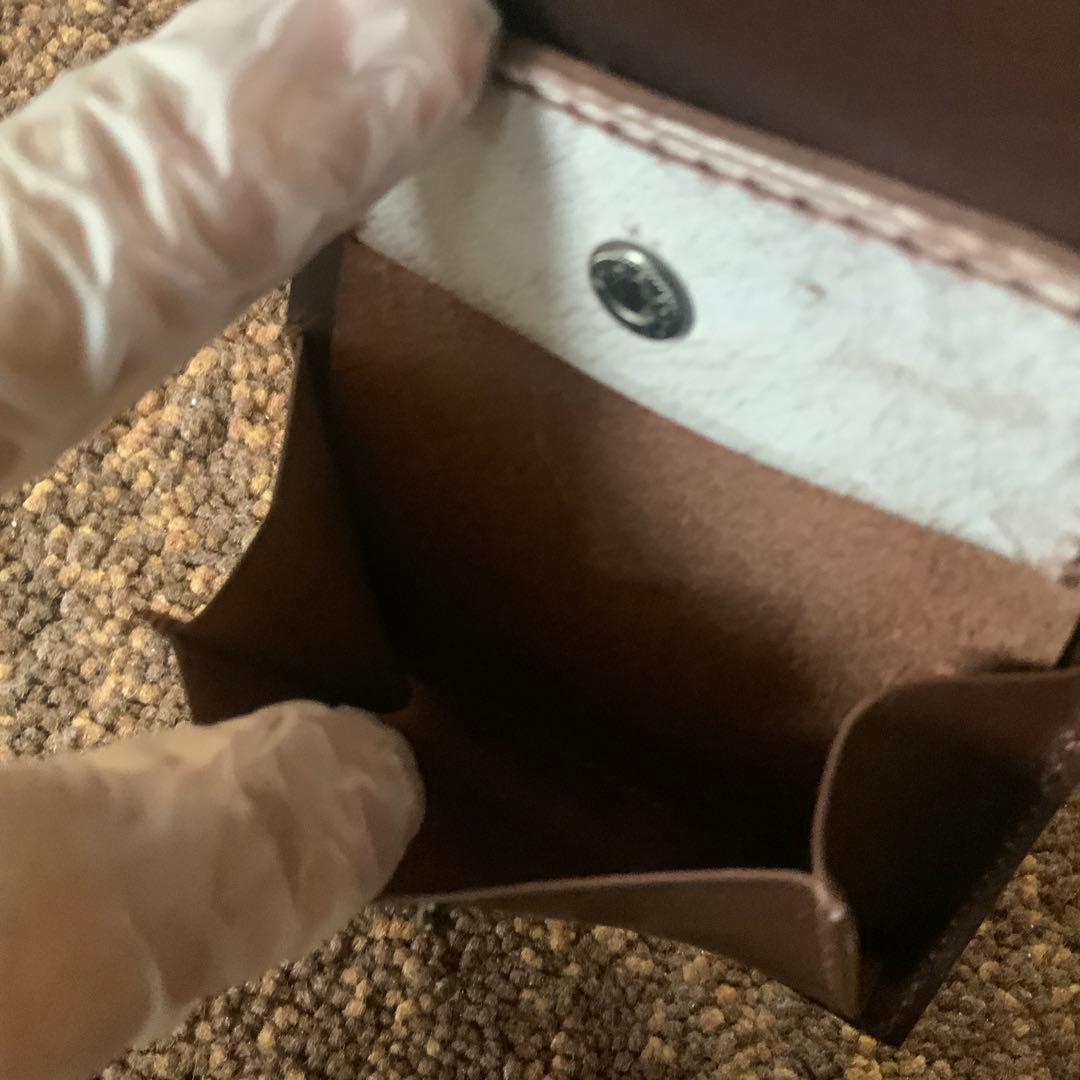 未使用 黒とブラウンの三つ折り財布 ハンドメイド 本革