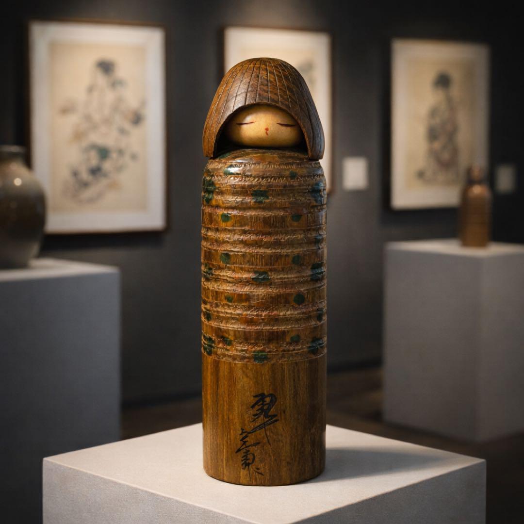 宮嶋無筆 作 翠 創作こけし 約24.5cm 民芸こけし 日本伝統工芸　作家物