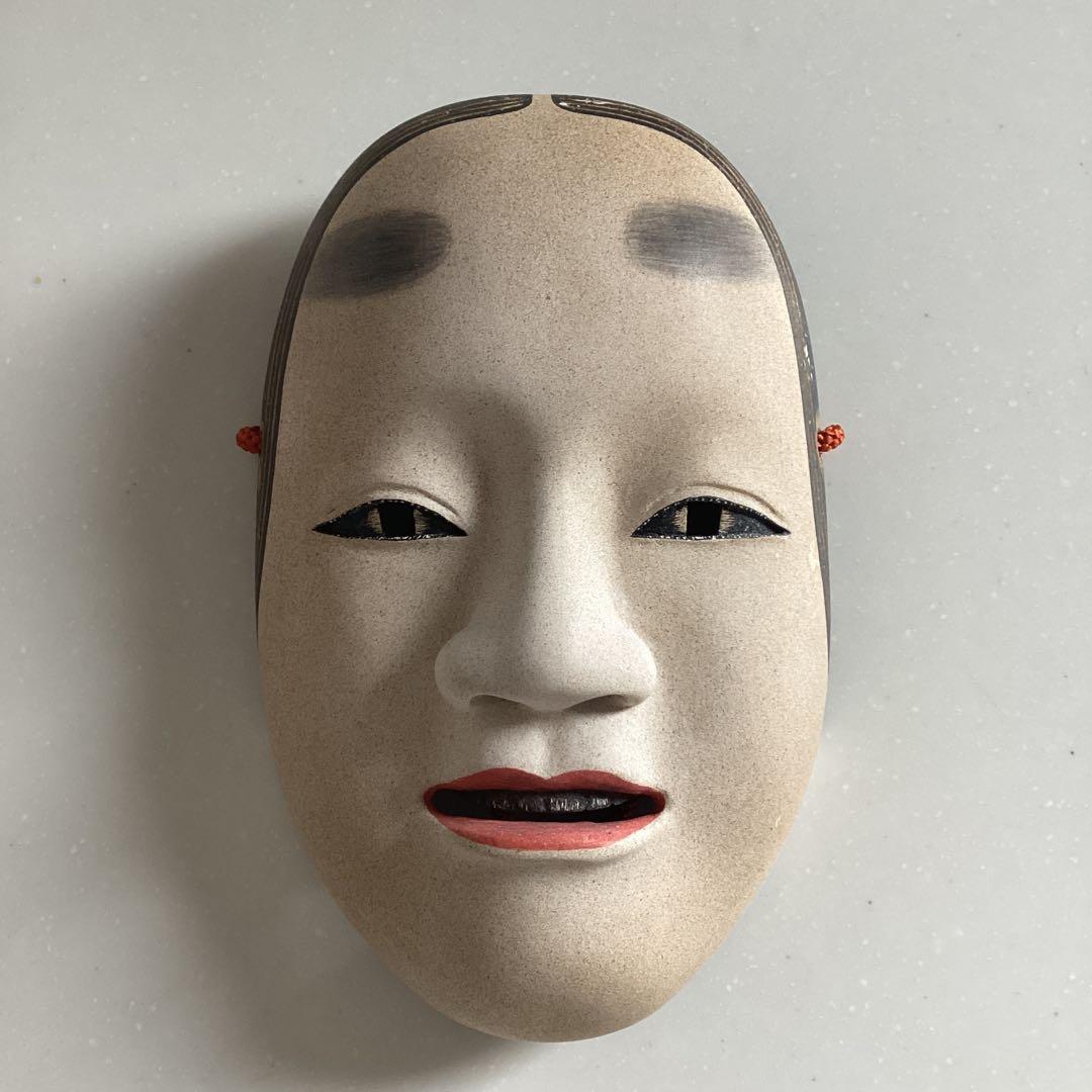 ✨能面✨木製✨笑顔✨約22cm✨専用箱付き✨