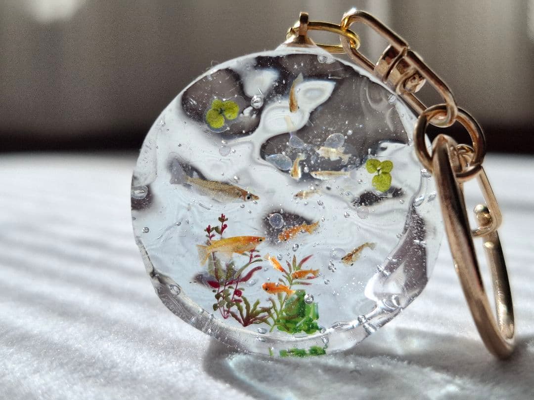 レジンアート☆アクアリウムオブジェ　クラゲ　スクエア特大　ハンドメイド