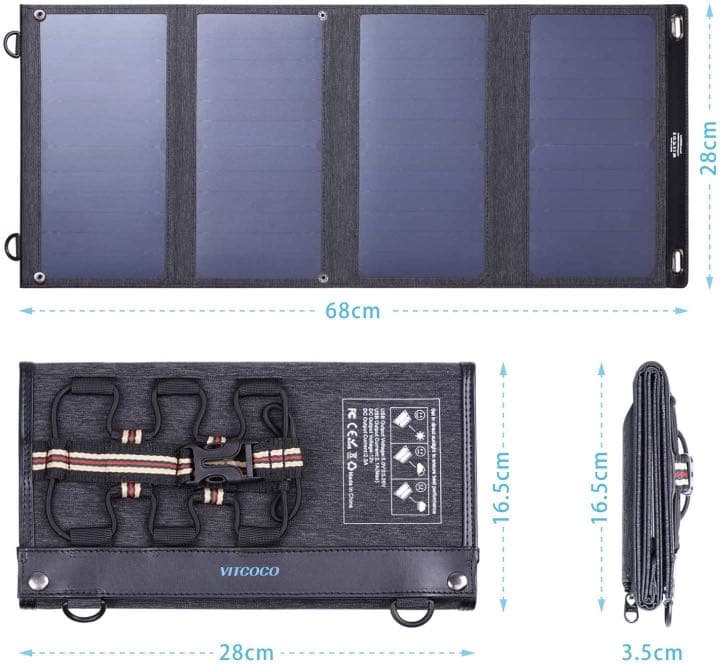 ソーラーチャージャー 29W 2USBポート+12V DC ソーラー充電器