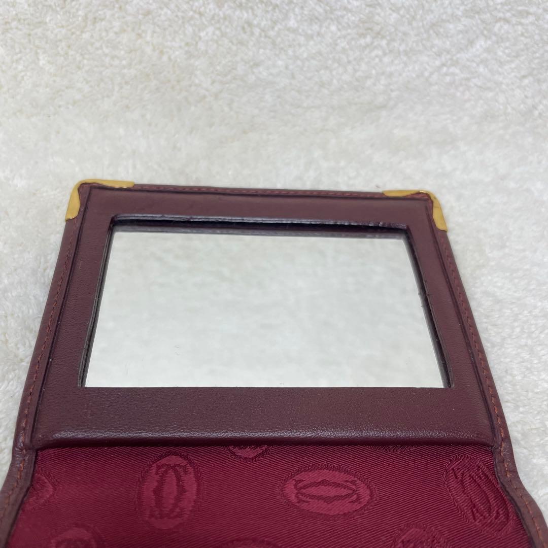 Cartier カルティエ マストライン レザー ミラー 手鏡 ボルドー