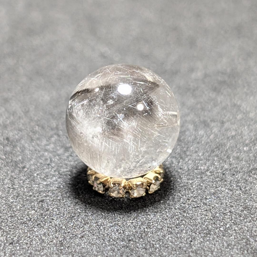 【美しすぎる1粒】プラチナルチルクォーツ 一点物 11ミリ 粒売り 貫通穴あり