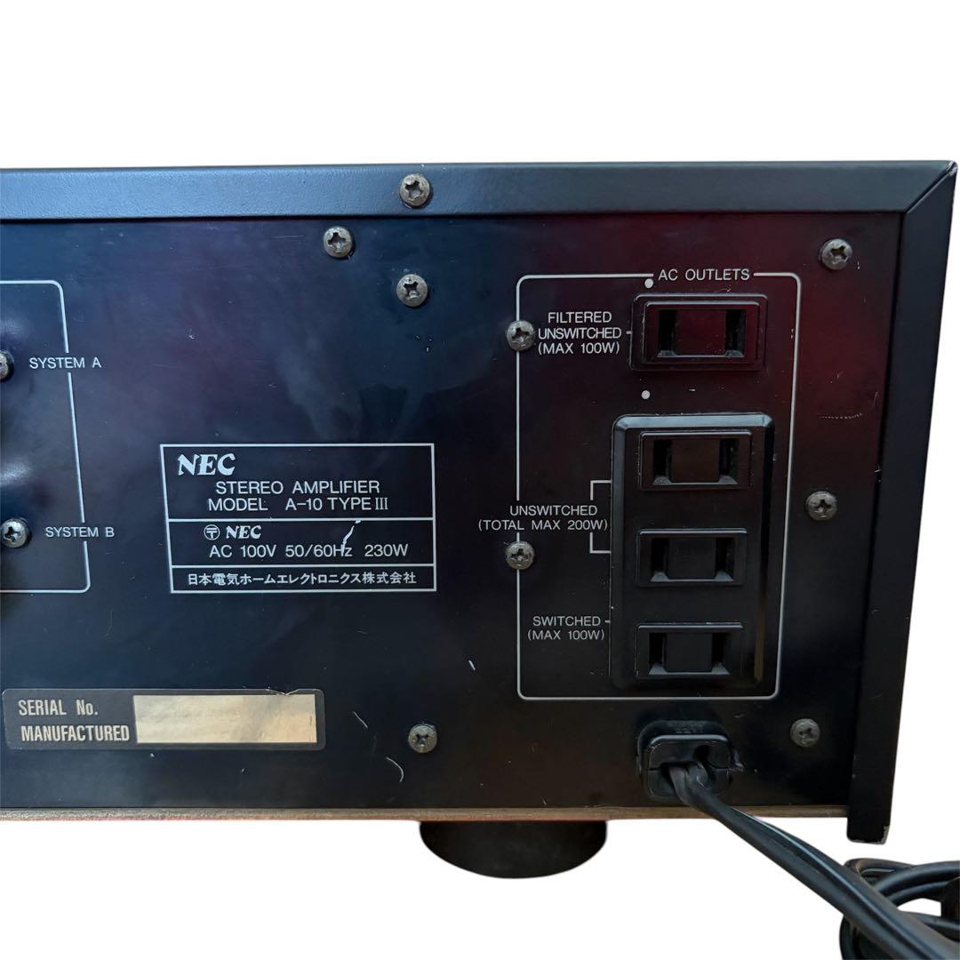 【動作品】NEC プリメインアンプ A-10 TYPE Ⅲ 1990年製