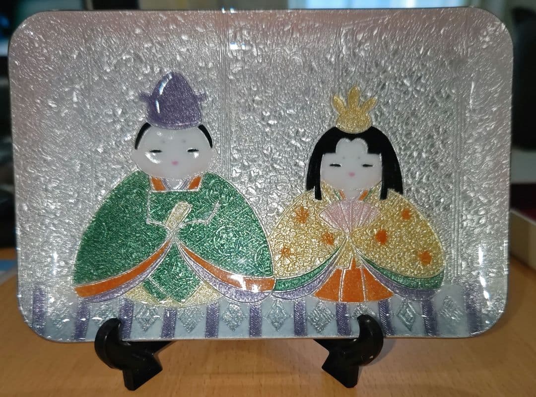 創作七宝　弥生雛の飾皿　お雛様　桃の節句