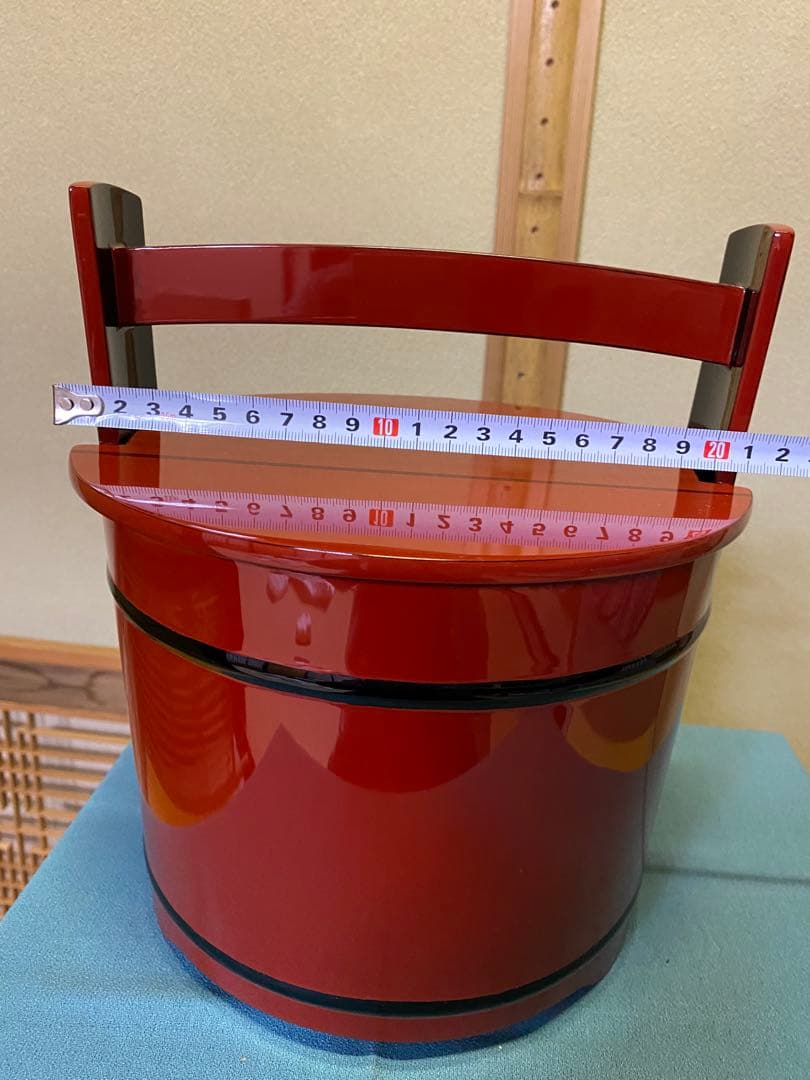 茶道具/水指 手桶水指 豪秀(坂水秀雄)朱黒 輪島塗 茶器水指 工芸品