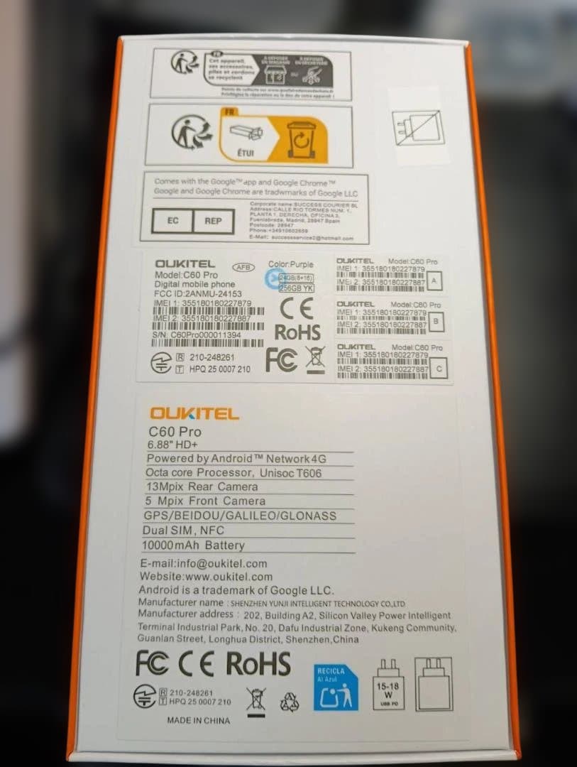 OUKITEL C60 PRO スマートフォン SIMフリー24GB+256GB