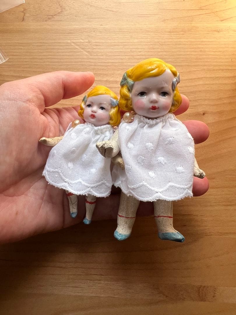 【リメイク】ドイツ製 ビスクドールヘッド＋ハンドメイドボディ10cm8cm ペア