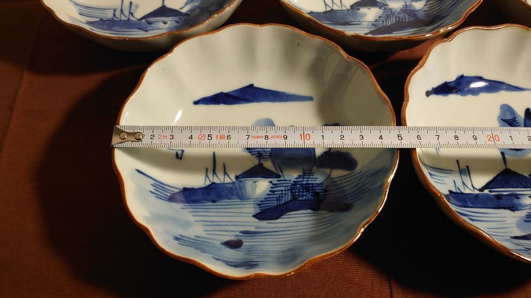 古伊万里　伊万里　なます皿　染付　山水画　江戸期　5客