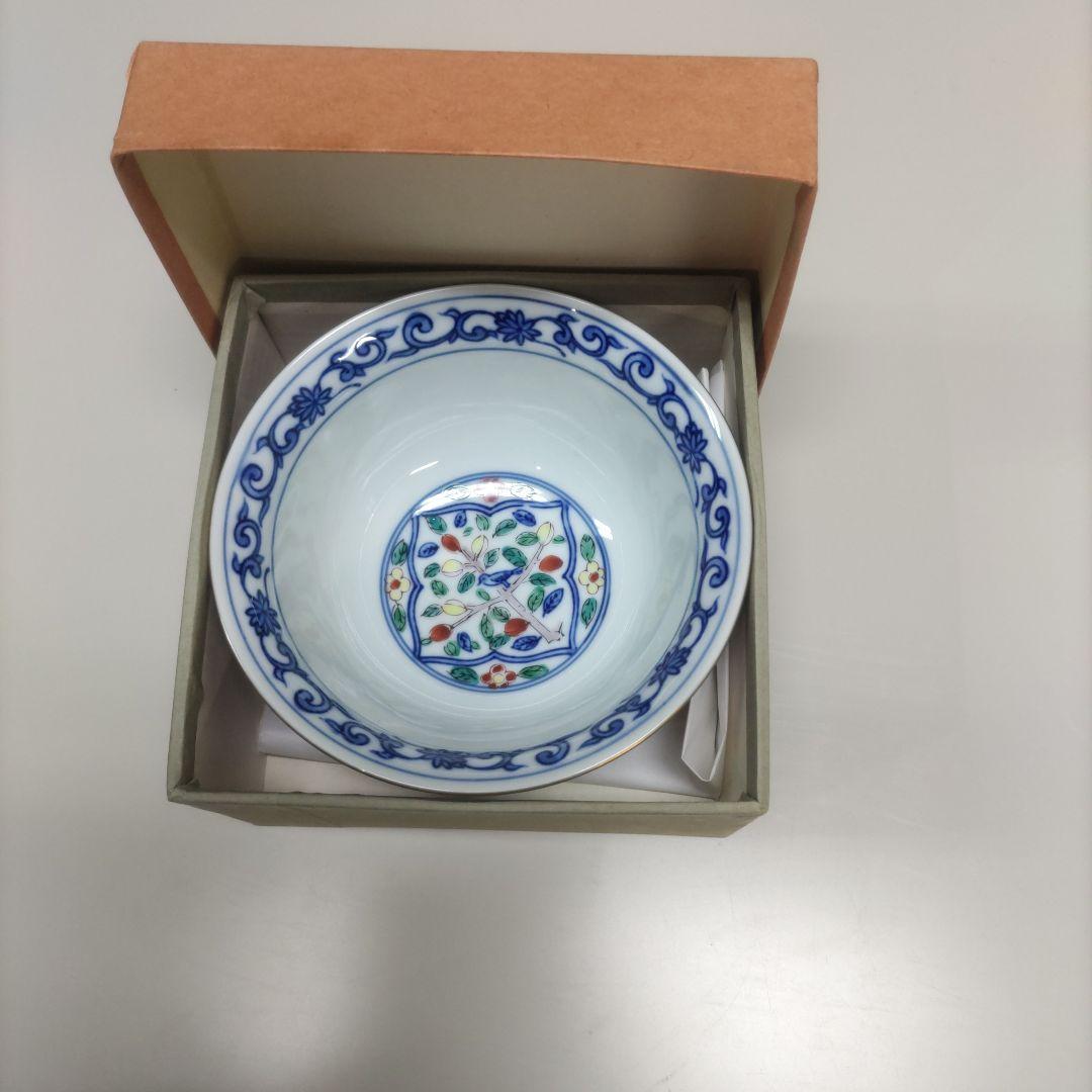 【たち吉】青と白の花模様 菓子鉢 箱付き