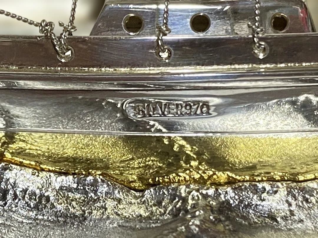 ♦️刻印SILVER 970 帆船 74.7g ヨット 銀細工 置物飾り 資産形成