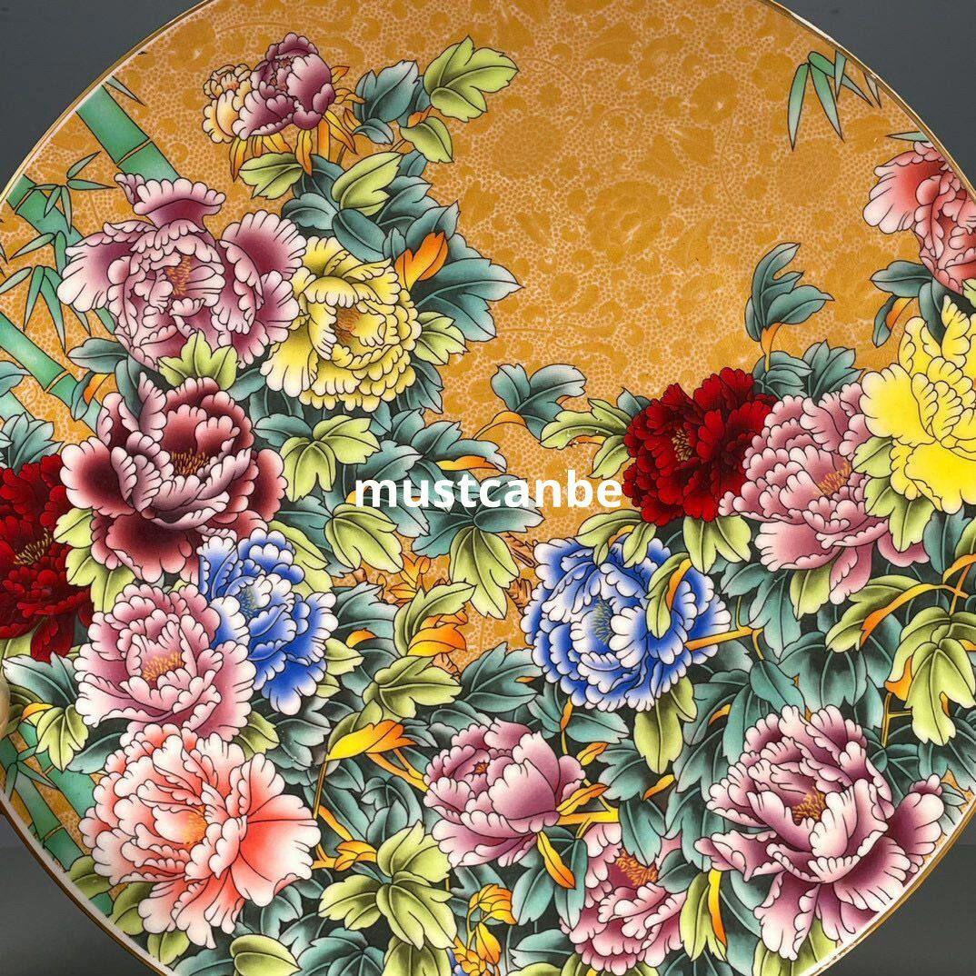 景徳鎮 花開富貴賞盤 陶磁器 装飾品 現代工芸品 美術品 置物