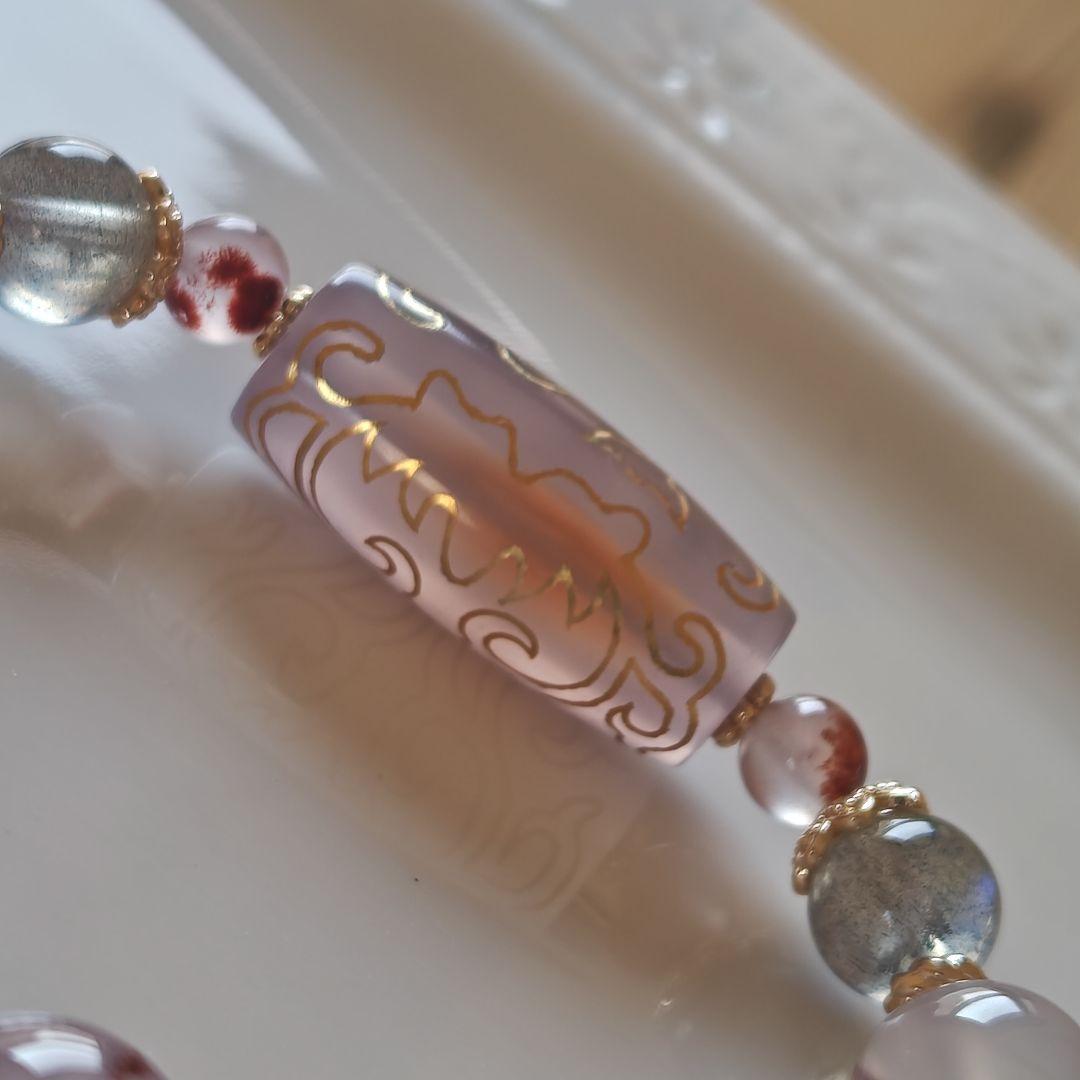 専用です♡金線　如意蓮天珠とシナバーインカルセドニーのブレスレット