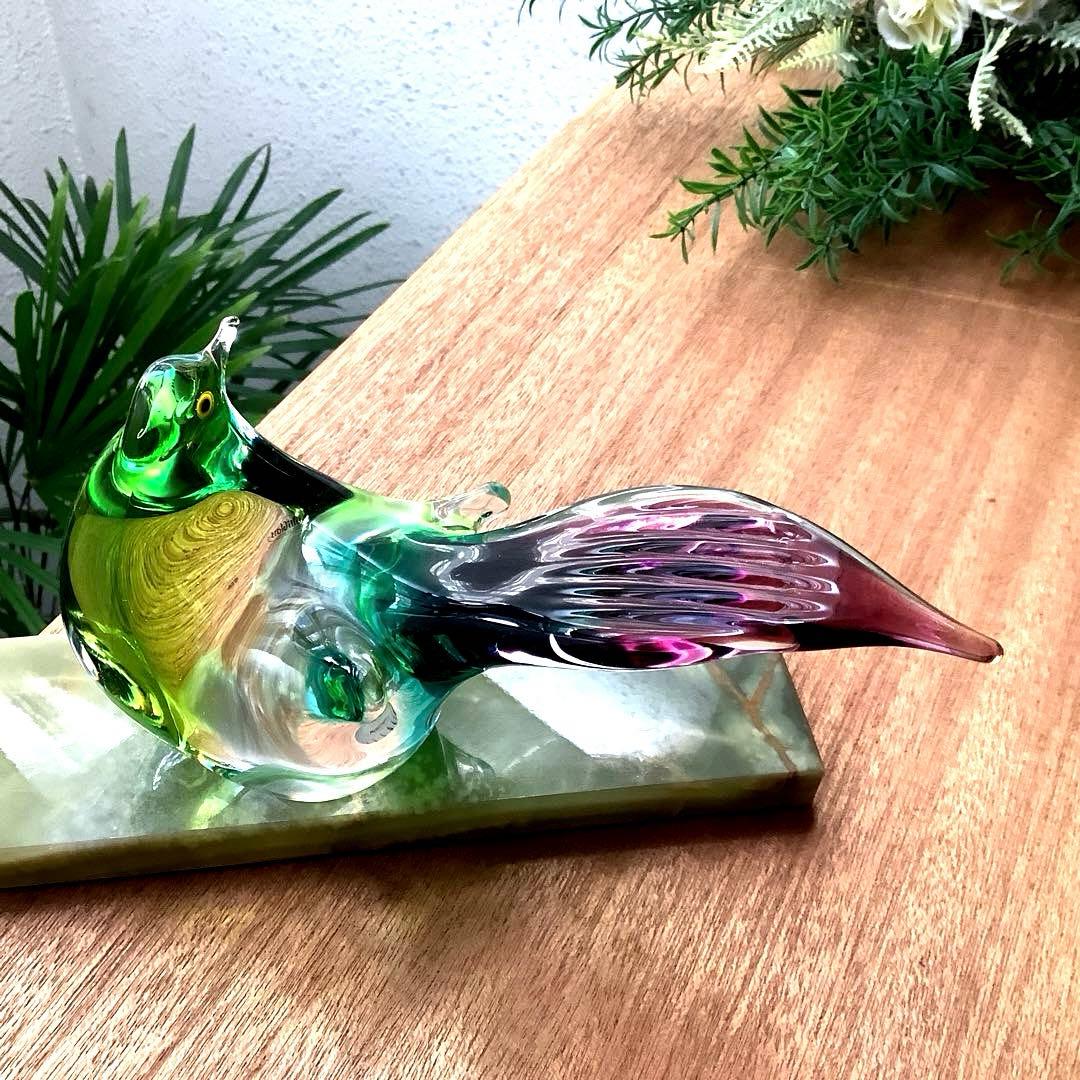 Malti Glass 【Love Birds/ラヴ　バード】台座付　ガラス工芸