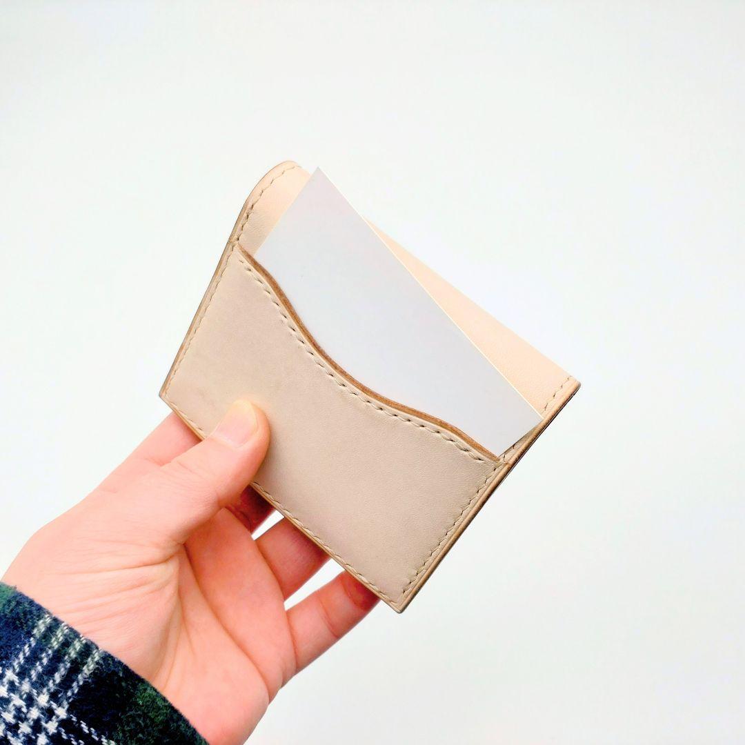 【カード4枚以上】本革コンパクト財布/二つ折り ヌメ革 ナチュラル ゲンコウ