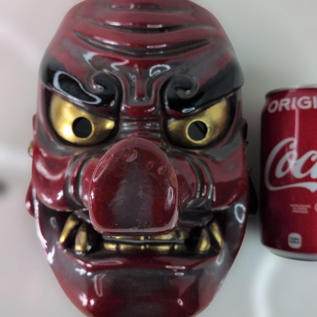 手彫りオブジェ／天狗／神楽面／猿田彦命／マスク／壁掛け／魔除け