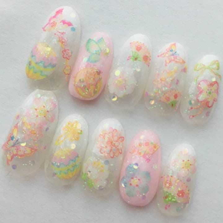 成人式 前撮り 卒業式 和柄ネイル