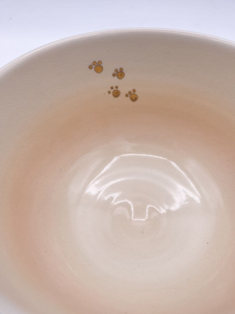c943【新品・未使用】茶碗 仁清写 猫『あそぼ』加藤仁犀 紙箱 茶道具