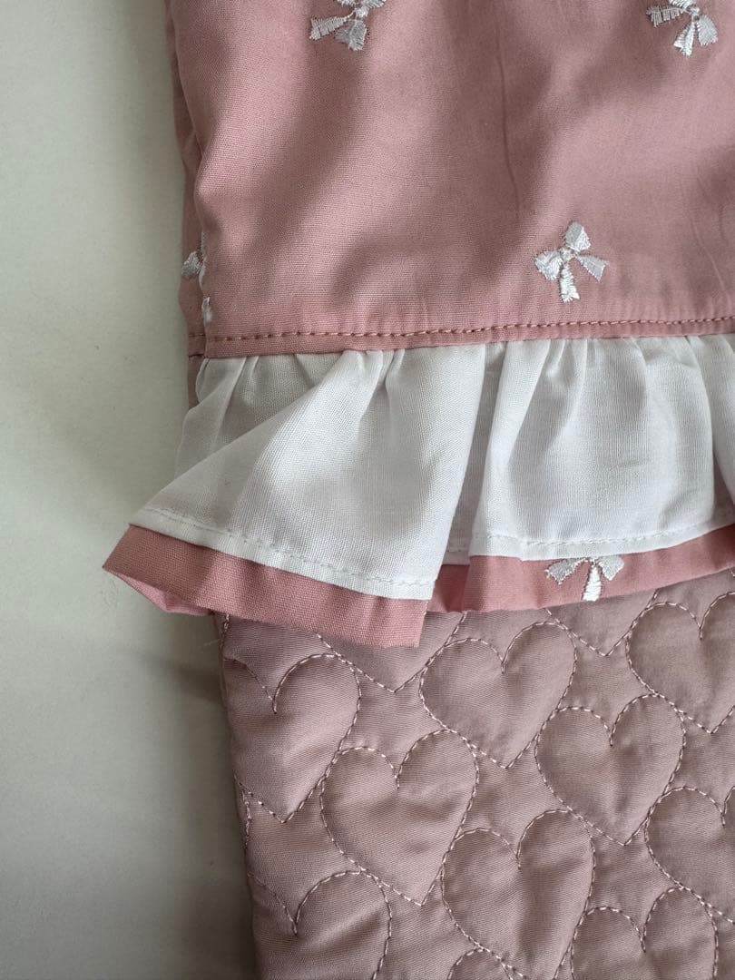 5点set リボン刺繍　ハートキルティング　レッスンバッグ　上履き袋　体操服袋