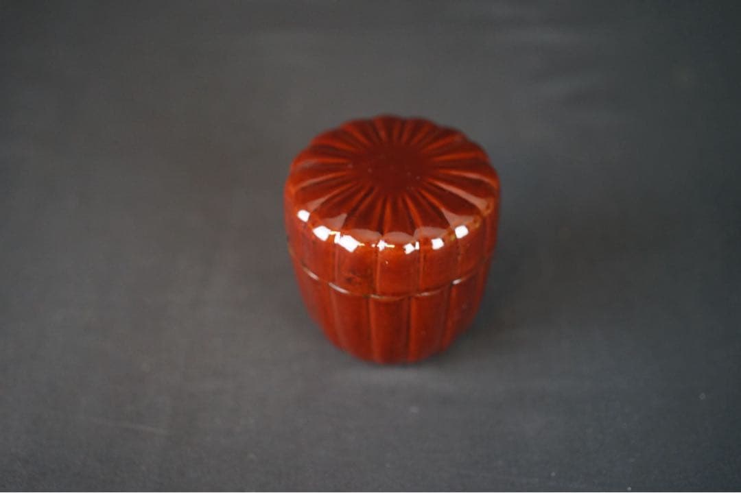 溜塗 菊棗 共箱 茶道具 / 菊形棗 菊割棗