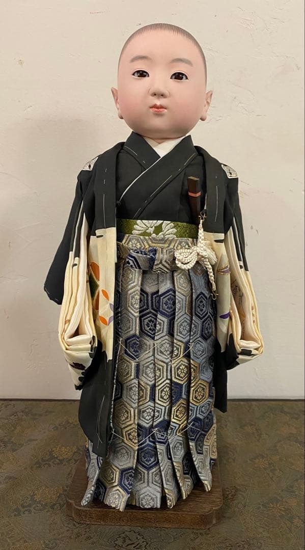 市松人形 赤と黒の衣装 男の子と女の子セット アンティーク