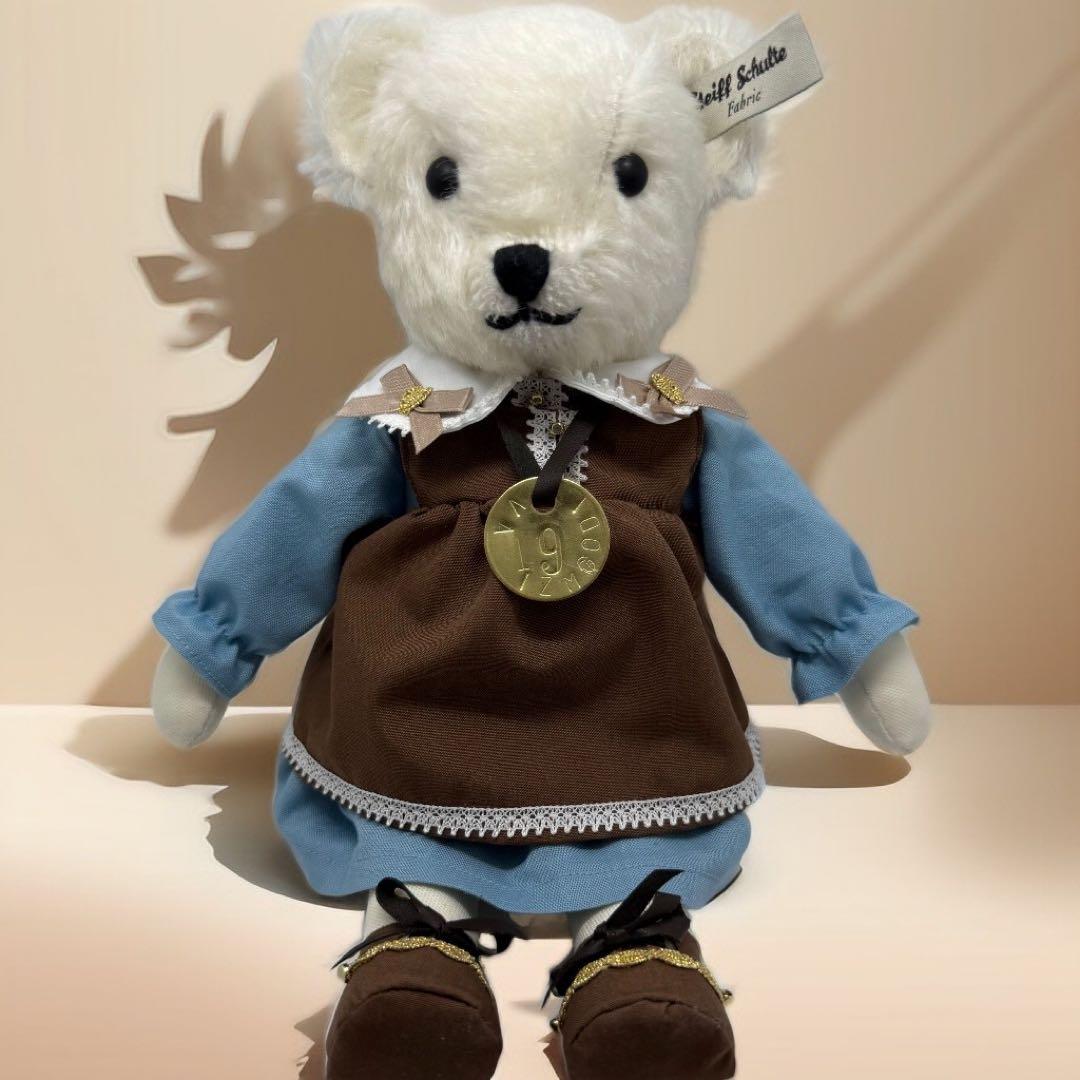 テディベア　チョコレート　シュタイフ生地　白くま