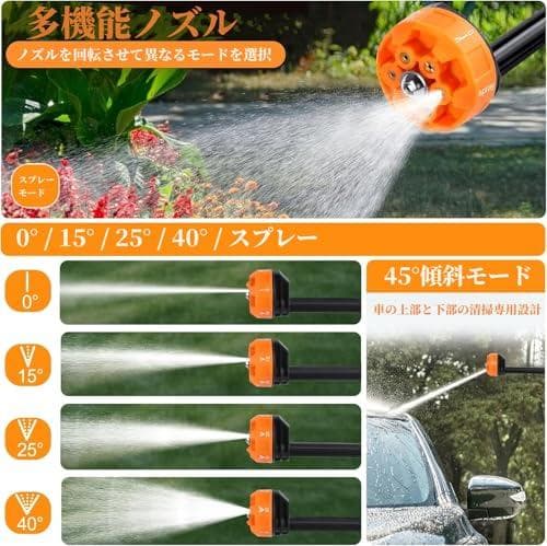 高圧洗浄機 コードレス 高性能6in1ノズル噴射距離10M充電式 バッテリー＜＞