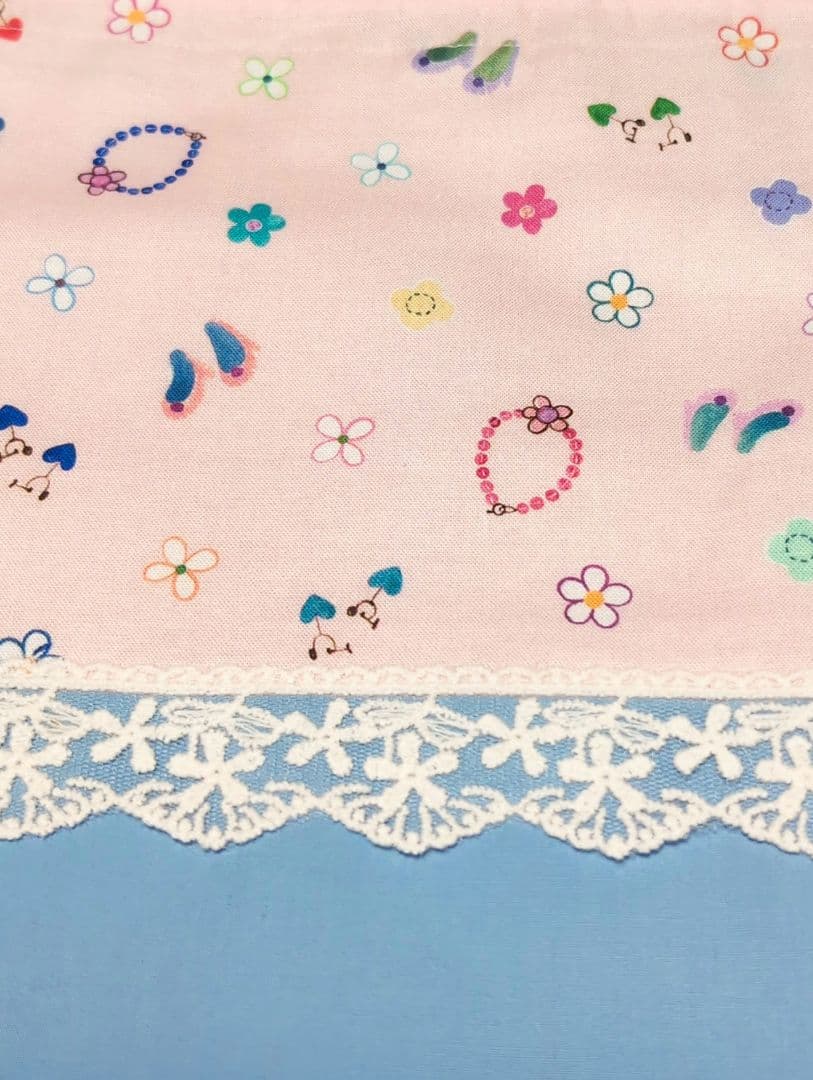 花柄＆水色入学入園7点セット、レッスンバック☆上履き袋☆体操着袋☆ピンク、女の子