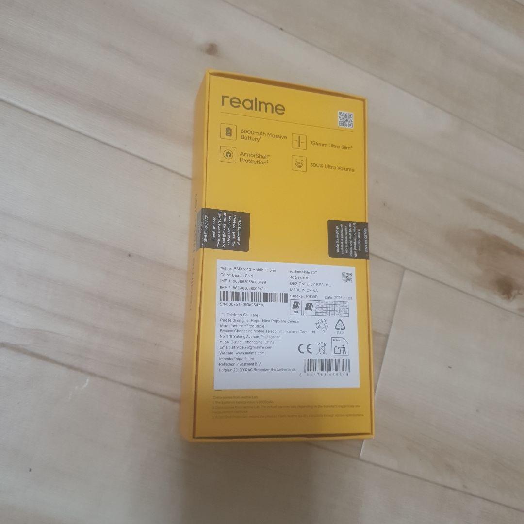 realme Note 70T 本体 GOLD 4/64gb